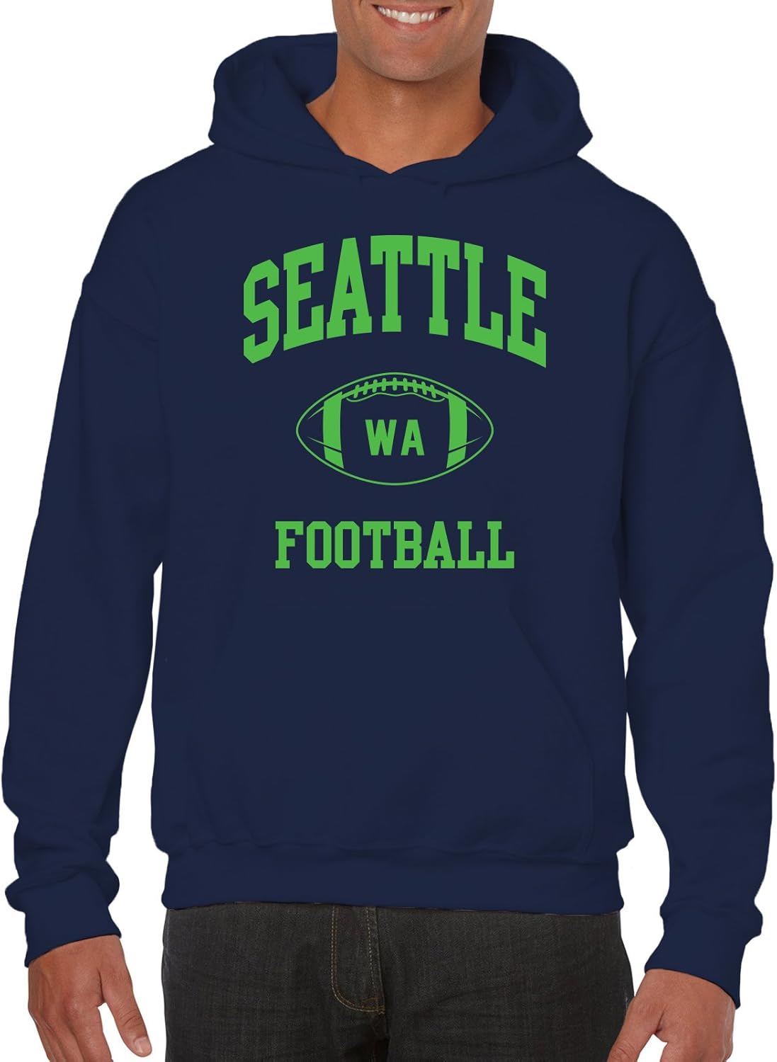 Seattle Classic Football Arch American Football Team Sports Hoodie - Medium - Navy