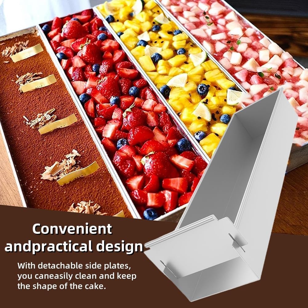 Antihaft-Kuchenform, rechteckig, Aluminium-Legierung, Tiramisu-Form mit abnehmbarem Rahmen, Acryl-Deckel und Spatel, ideal für Käsekuchen und Brownies, leicht zu reinigendes Backblech