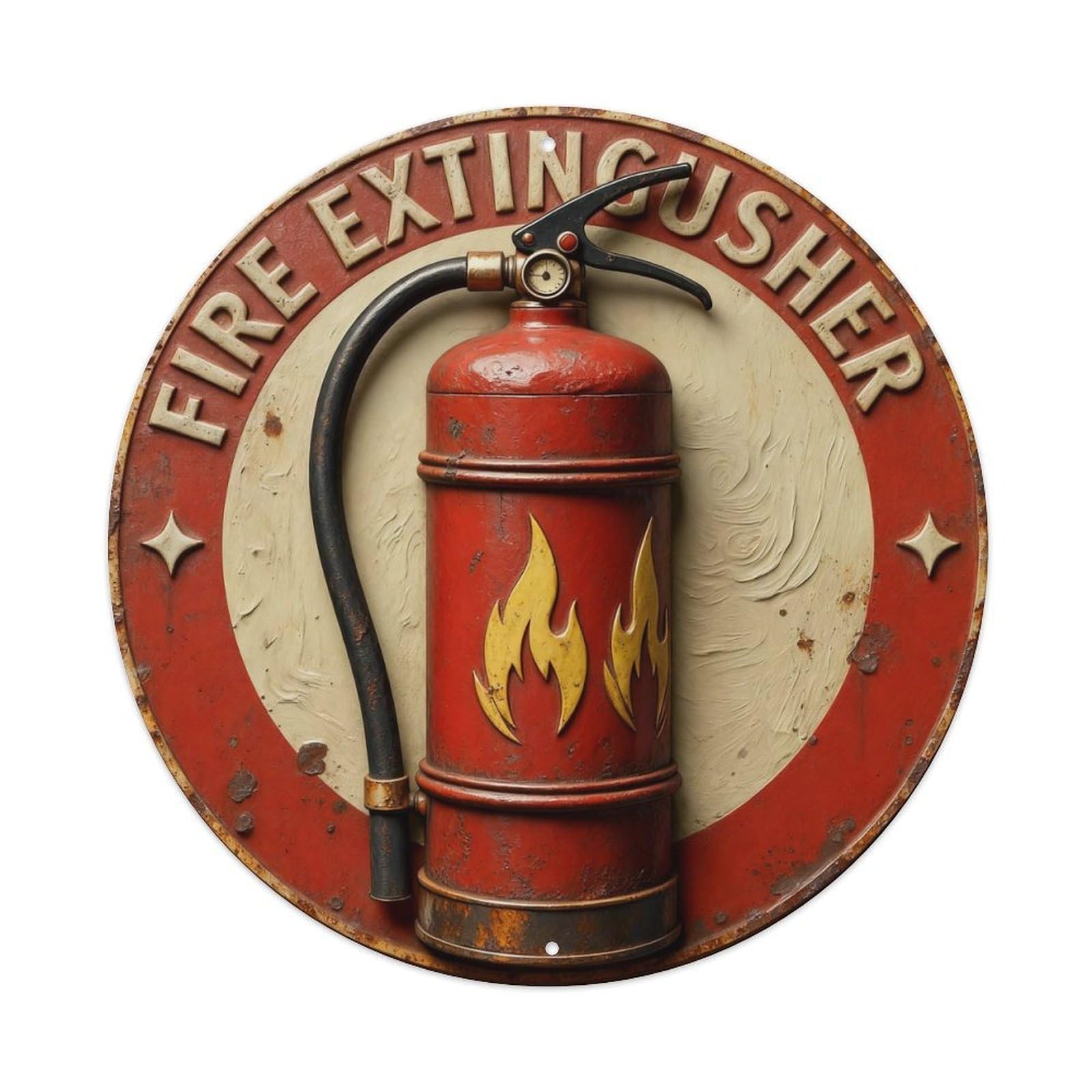 Zlatcbu Vintage Fire Extinguisher Safety Sign Metal Tin Sign Retro Wall Art Poster, Decor For Home Living Room Bar Cafe Garage, 8X8 Inch