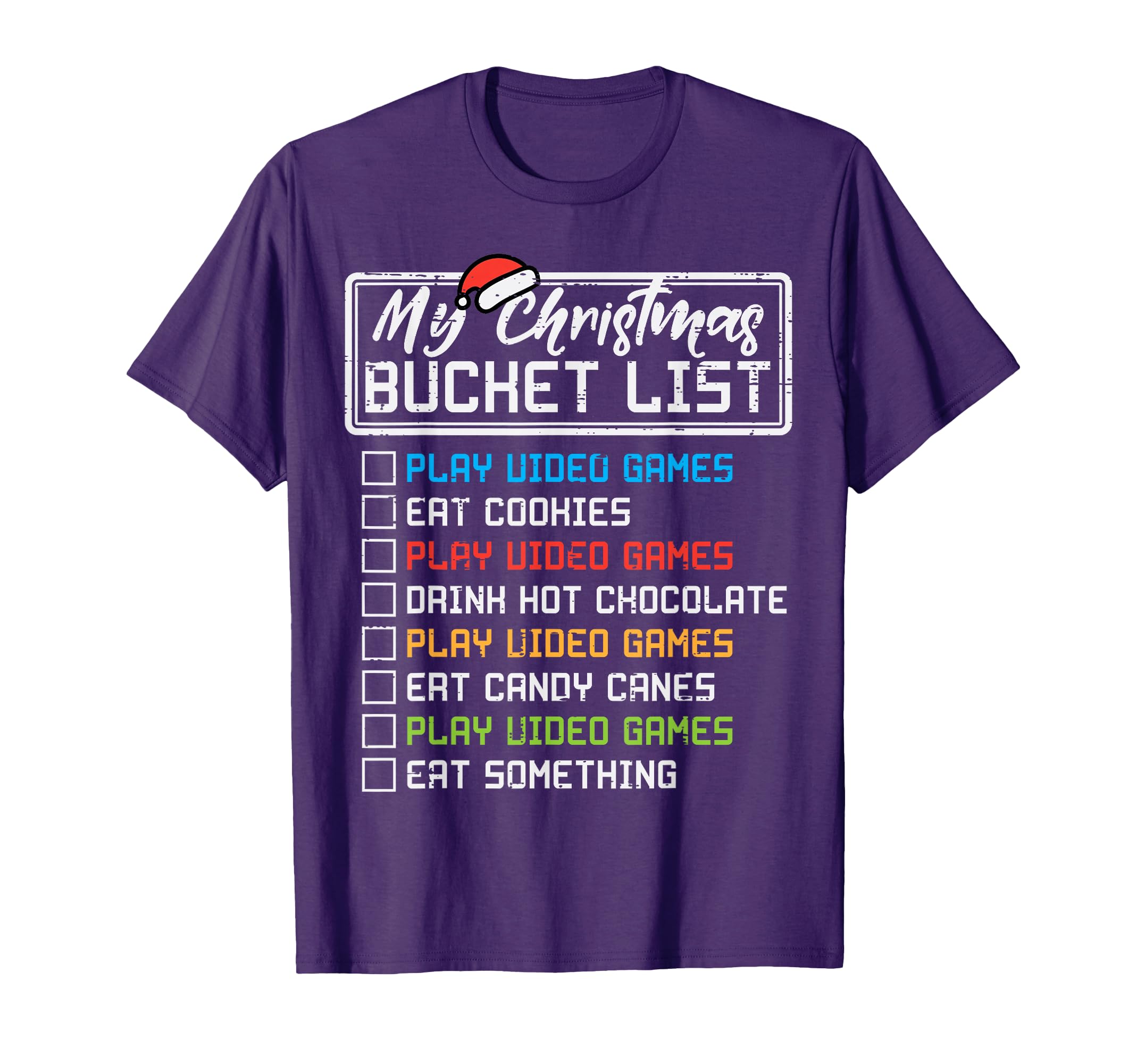 Christmas Bucket List Video Games Xmas Gamer Boys Kids Men T-Shirt