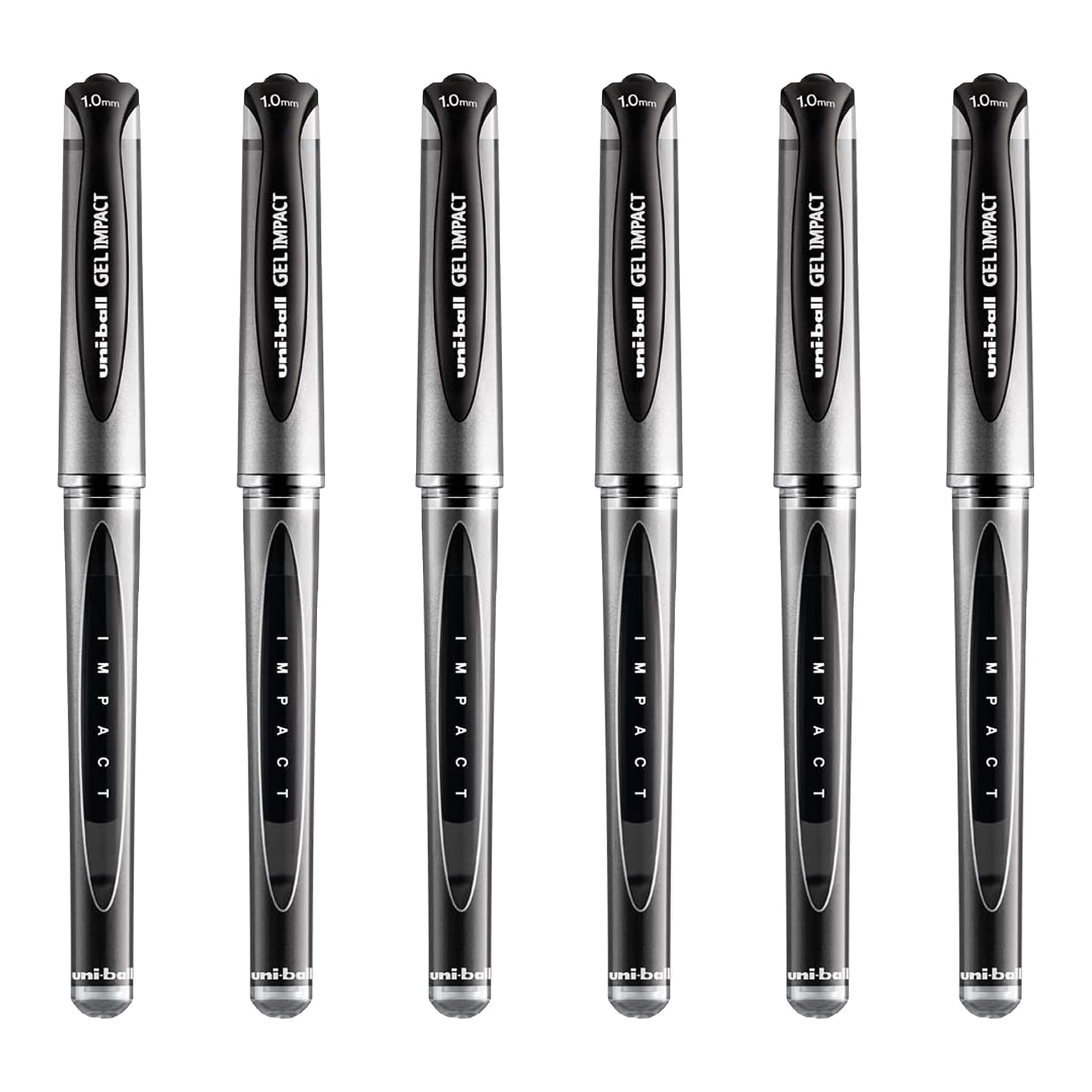 Uni Ball Negro Con tapa (UM-153S) Gel Impacto Bolígrafo Bolígrafos Punta De Bola Ancha 1mm Punta Pluma 0.6mm Línea Ancho Tinta (Paquete De 12)