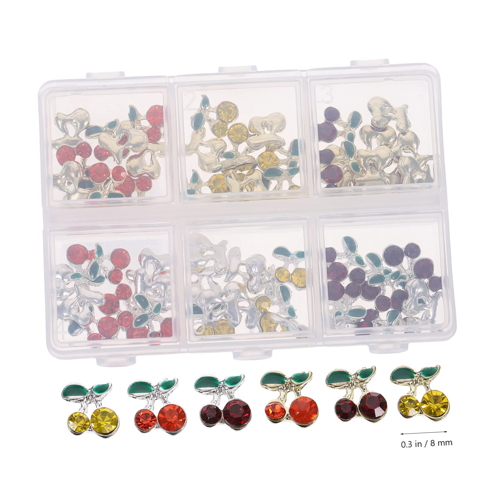 Healvian 120 Piezas accesorios de arte de uñas de diamantes de imitación decoración uñas decoraciones uñas gemas de uñas de cereza adornos de brillo pedrería joyas encantos de uñas clavos
