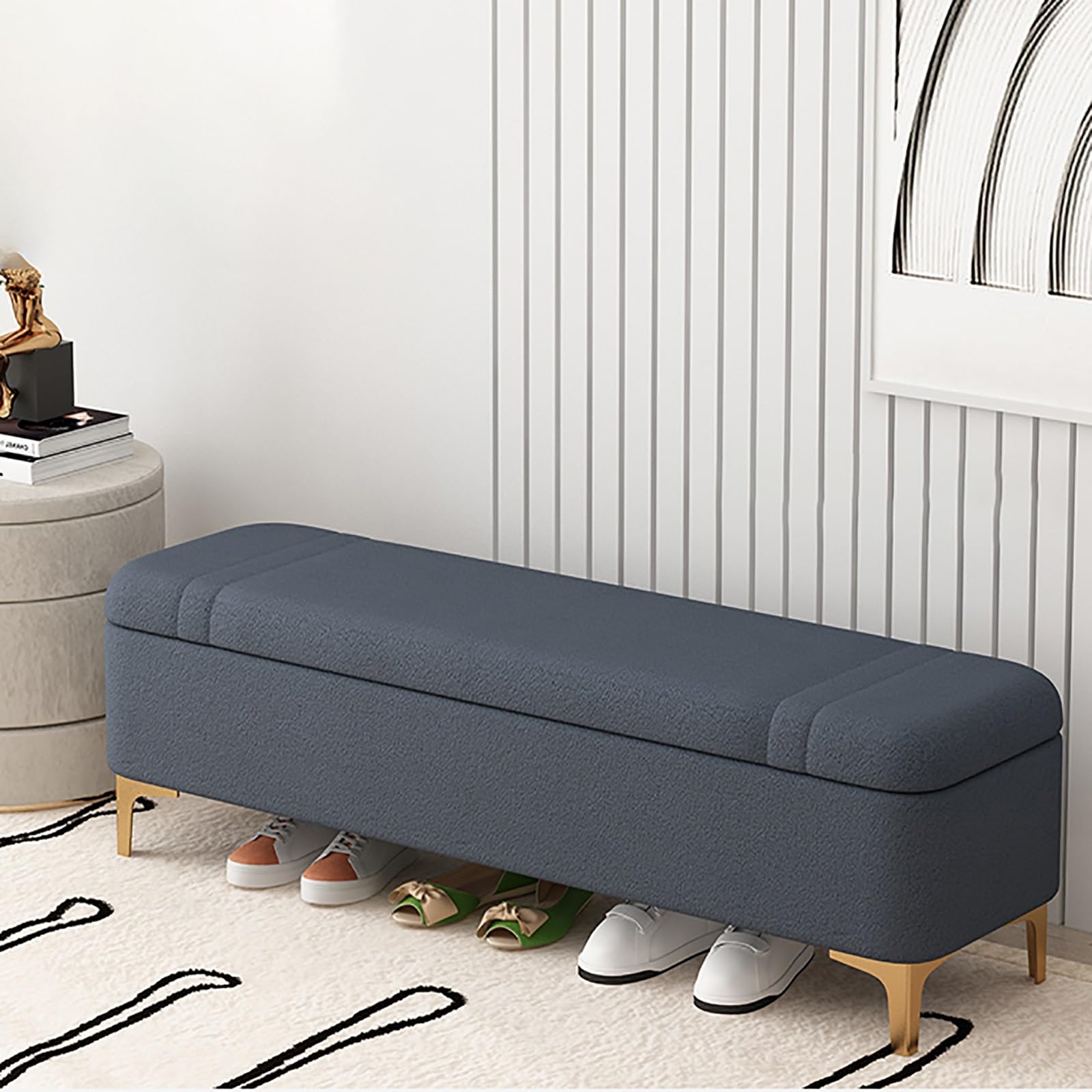 Banc de rangement pour entrée résolvant le manque de place avec style
