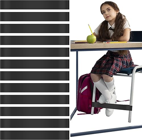 12 bandas para sillas para niños con pies inquietos para sillas, herramientas de TDAH, asientos flexibles para aula elemental (negro)