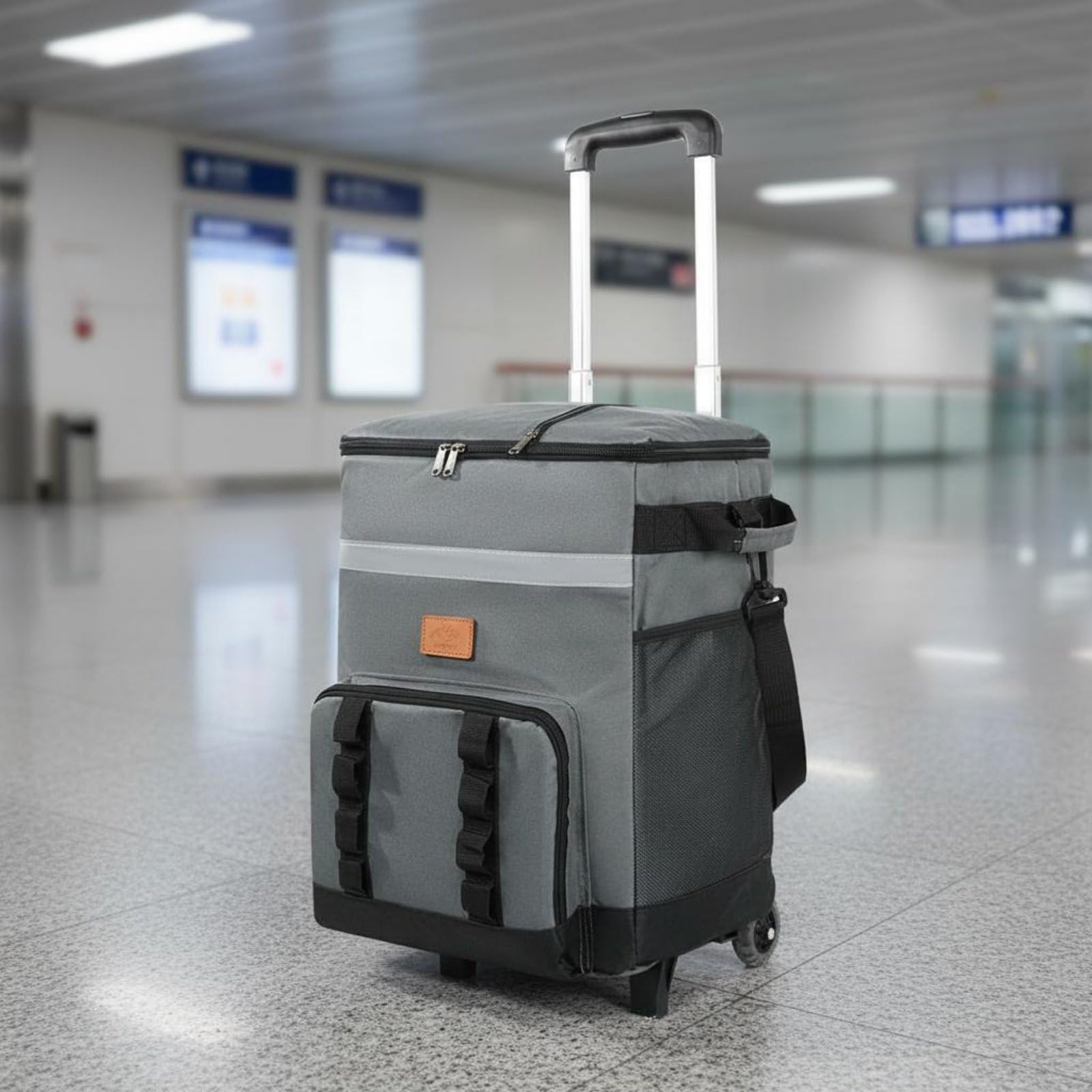 Borsa Termica Trolley Impermeabile Frigo Portatile a Rotelle Tessuto Oxford Resistente Carrello Frigo Pieghevole per Campeggio