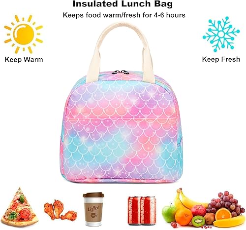 Miniatura 2 de Fuyicat Lonchera de sirena para mujeres y niñas, interior de papel de aluminio aislado, 9.4 x 7 x 8.3 pulgadas, perfecta para el trabajo, escuela,