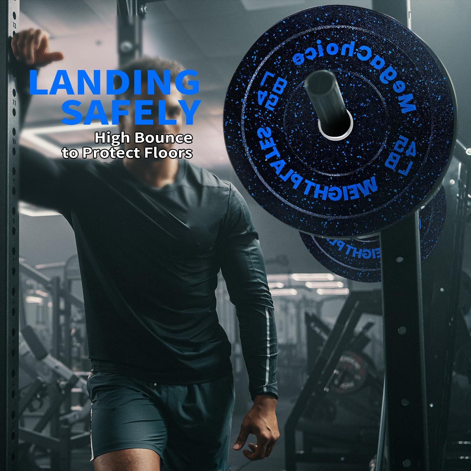 Gummi-Bumper-Plate für Krafttraining – 2 Zoll Gewichtsscheibe mit Stahlkern, farbcodiert für Powerlifting, Fitnessstudio & Home Gym – Passend für olympisch Barbell, 45 lbs (20,4 kg)