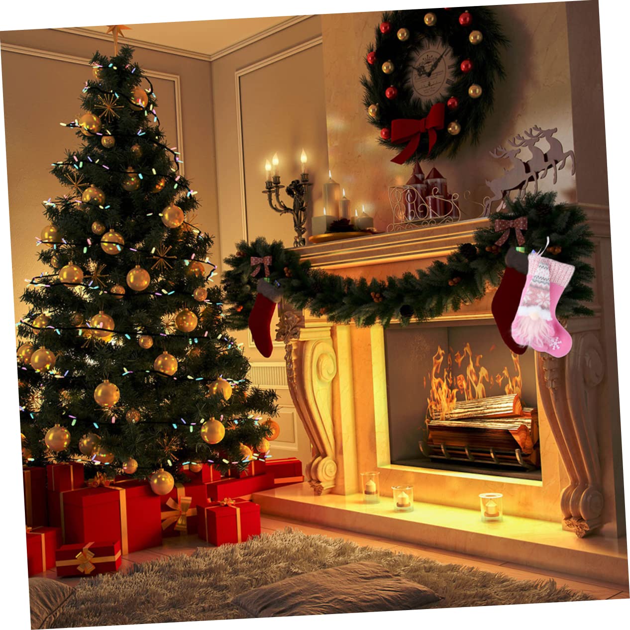 TOPBATHY 2pezzi Calza della Befana Decorativa Calza Natale Forma di Bambola Senza Volto Ciondolo Appeso Calzino di Babbo Natale Ornamento