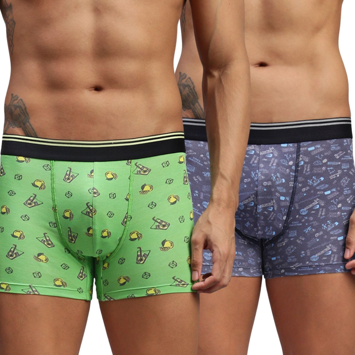 hayu 2PC Pack of Lime 'N' SODA & Graphic Navy Men Modal Printed Trunks-picture-20
