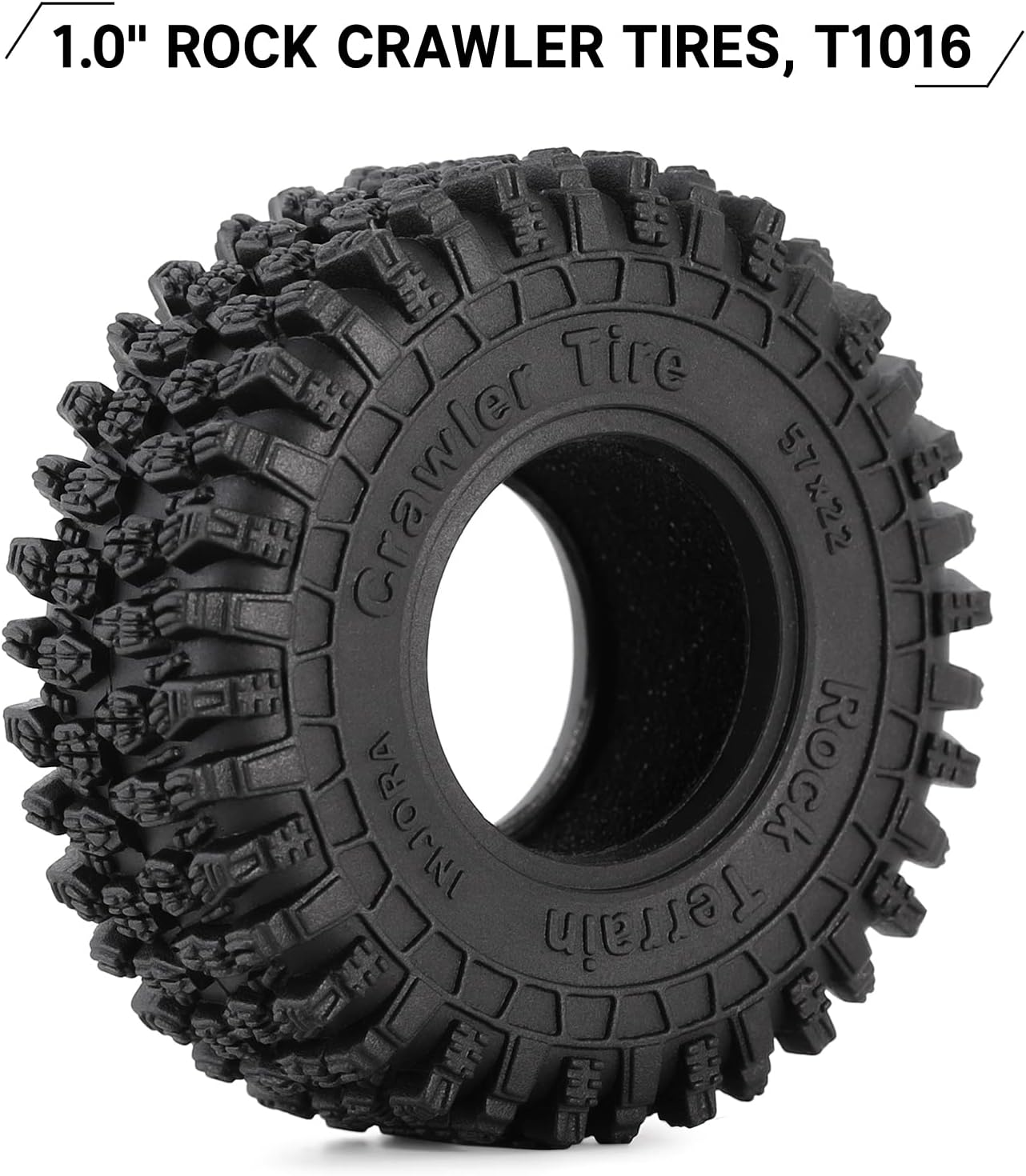 INJORA 1.0 Tires - 57 * 22mm S5 Super Soft Sticky Crawler Tires for TRX4M Axial AX24 SCX24 FCX24 Enduro24 Upgrade,T1016