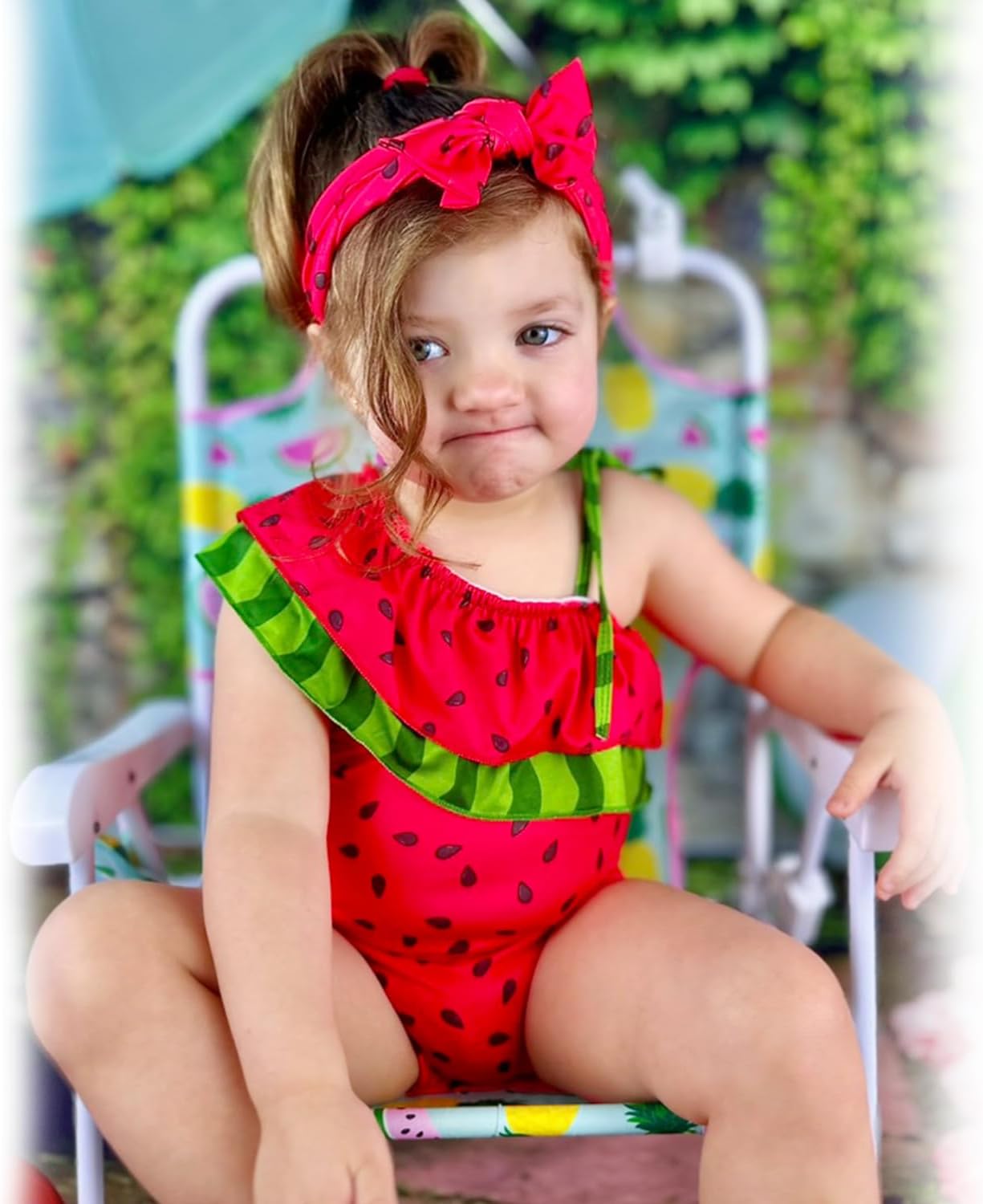 Toddler Baby Girls Ruffles Bikini One Piece Swimsuits Floral Off Shoulder Swimwear Beach Bathing Suit - Image 2