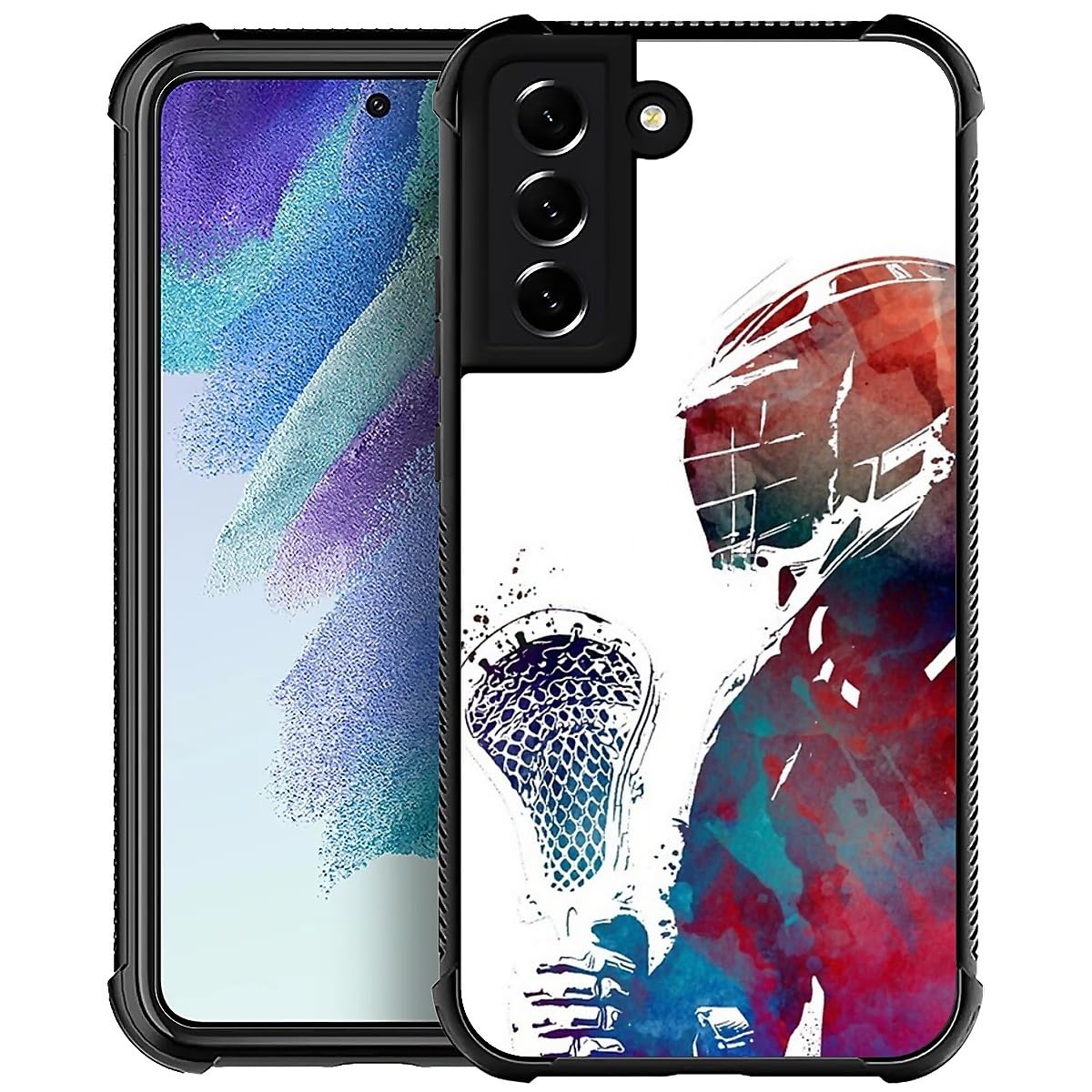 Goodsprout Compatible with Samsung Galaxy S21 FE Case,Watercolor Lacrosse Player Pattern Samsung Galaxy S21 FE Case for Girls Women Ultra Protection