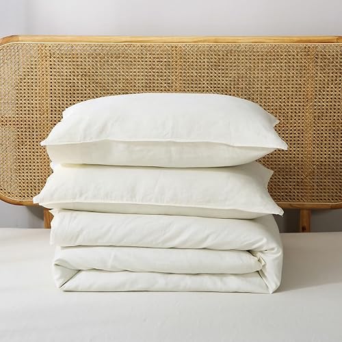 S VICTORY SYMBOL Juego de funda de edredón de 100 % lino orgánico, juego de ropa de cama de lino francés lavado a la piedra, funda de edredón con