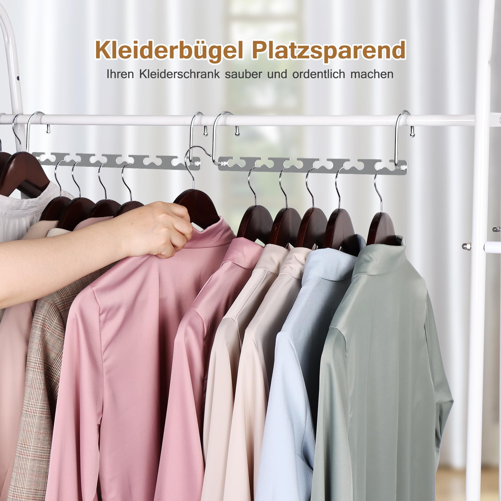 Sindax Platzsparende Metall-Kleiderbügel, Magic Bügel für Schrank Organizer, Rutschfest, Strapazierfähig, Silber, 12 Stück