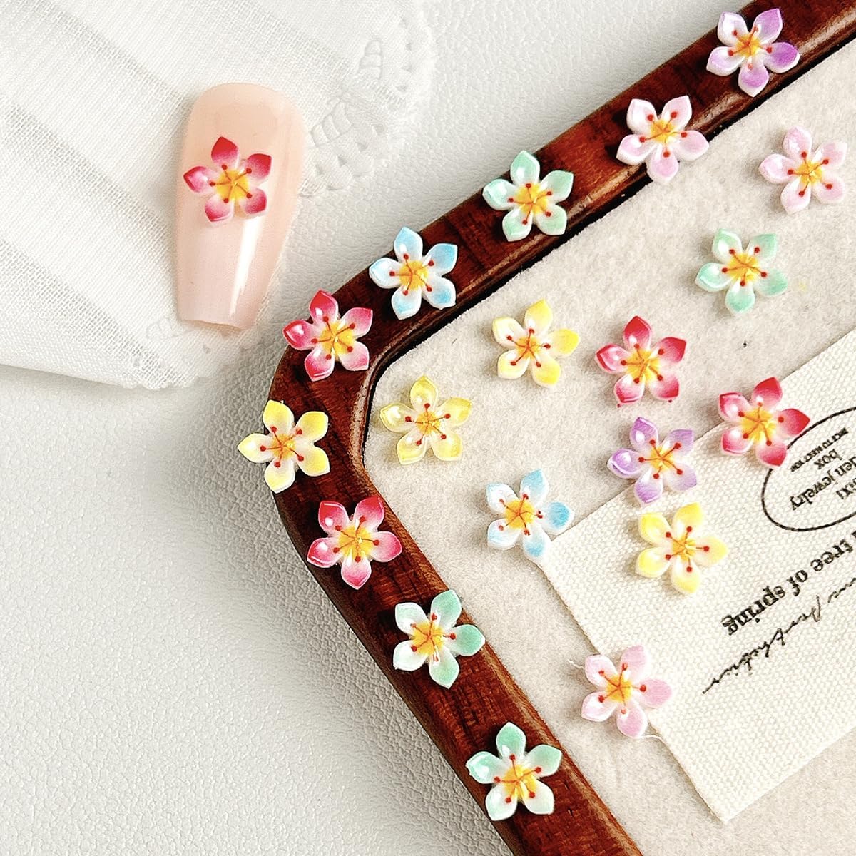 200Pcs Flower Nail Charms 3D Colorful Flowers Nail Art Rhinestones Hibiscus Floral Charms for Acrylic Nails Spring Summer Nail Supplies Hawaiian Floral Nail Gems for Women Manicure Decorations image 2