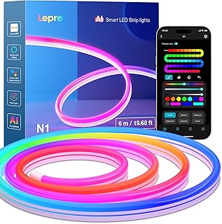 Lepro Neon LED Strip 6 m, Neon LED Strip with App Control, Music Sync & Voice Control, Works with Alexa & Google Assistan…