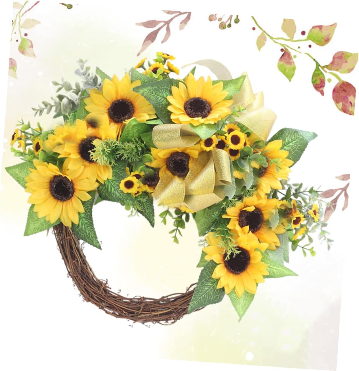 Sunflower Wreath for Front Door Handmade Artificial Garland Decor for Home Bedroom and Bathroom Yellow Floral Decoration for All Seasons
