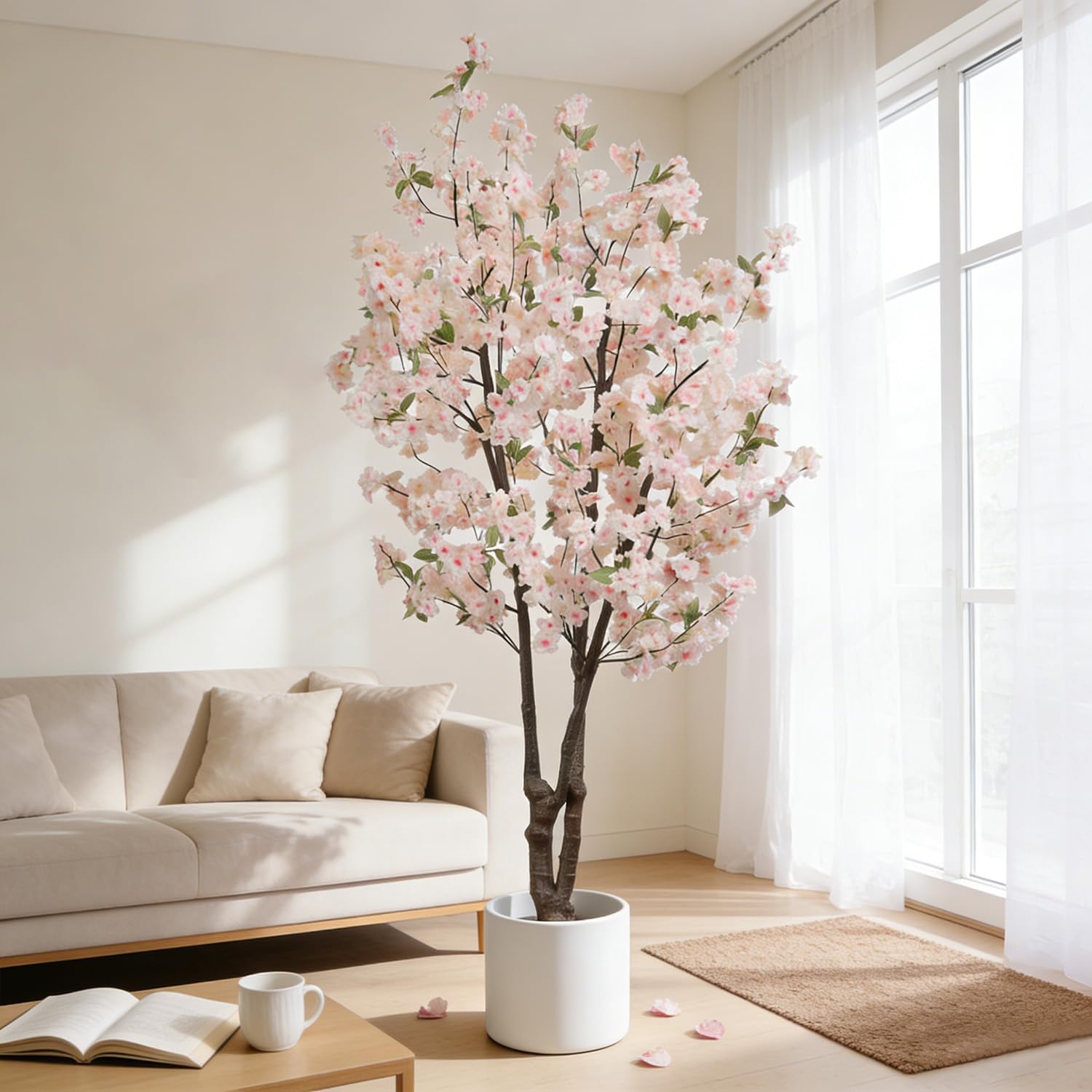 Photo 1 of BINCUE Artificial White Cherry Blossom Tree 5.74ft