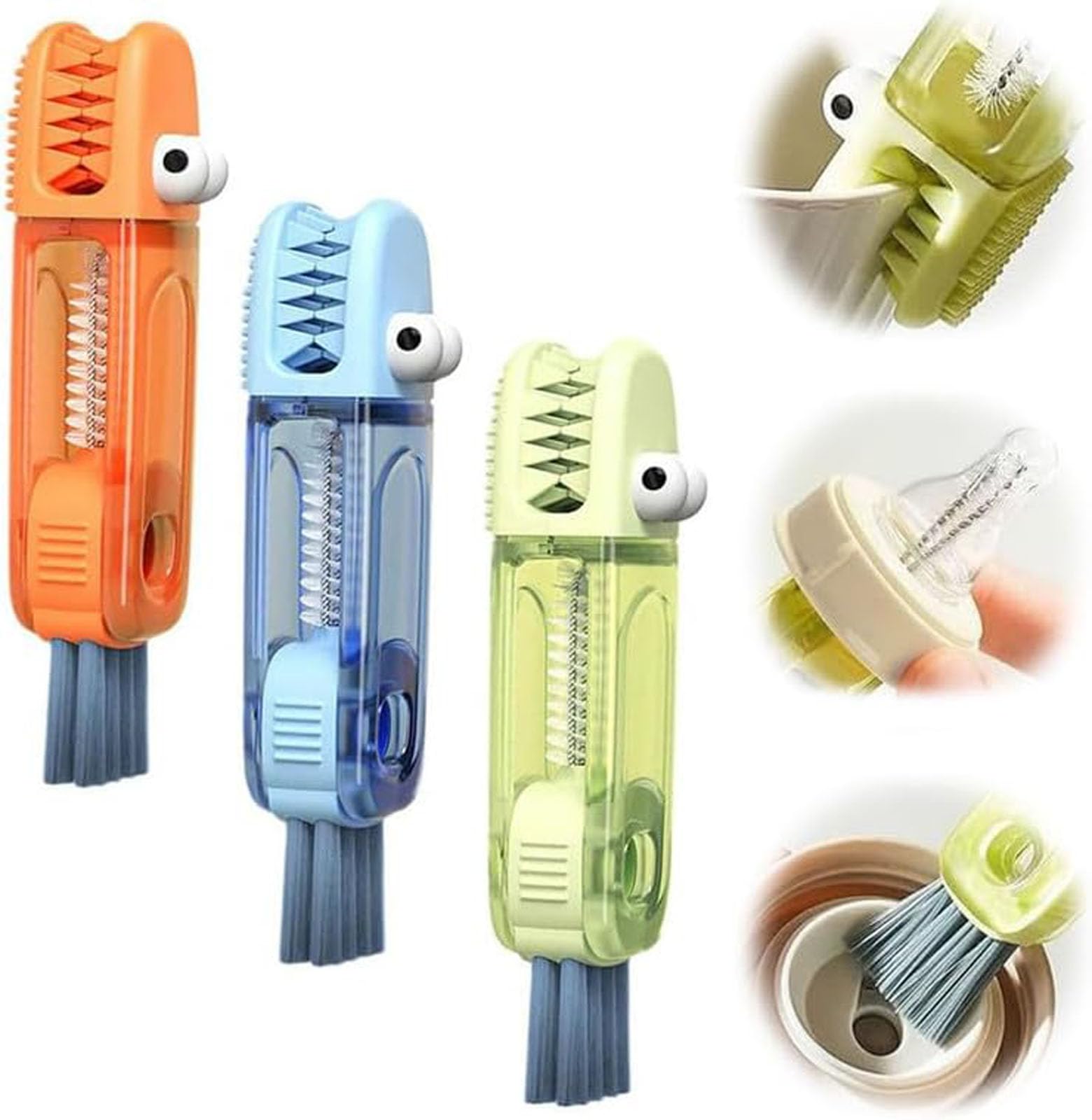 Rayyan 3 in 1 Cup Lid Cleaning Brush Set - Portable Crevice Brush for Baby Bottle Gap, Tight Spaces - Multifunctional Cleaner
