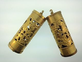 Vienna Clock Brass Weight Shells Fancy Perorated Embossed Set of 2 USA