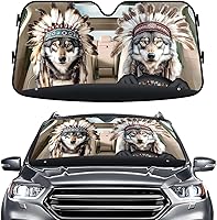 Vista 67 de GENANY Parasol Divertido para Parabrisas de Pareja de Perros Golden Retriever Lindos para Coche SUV Camión (55x30 Pulgadas), Parasol