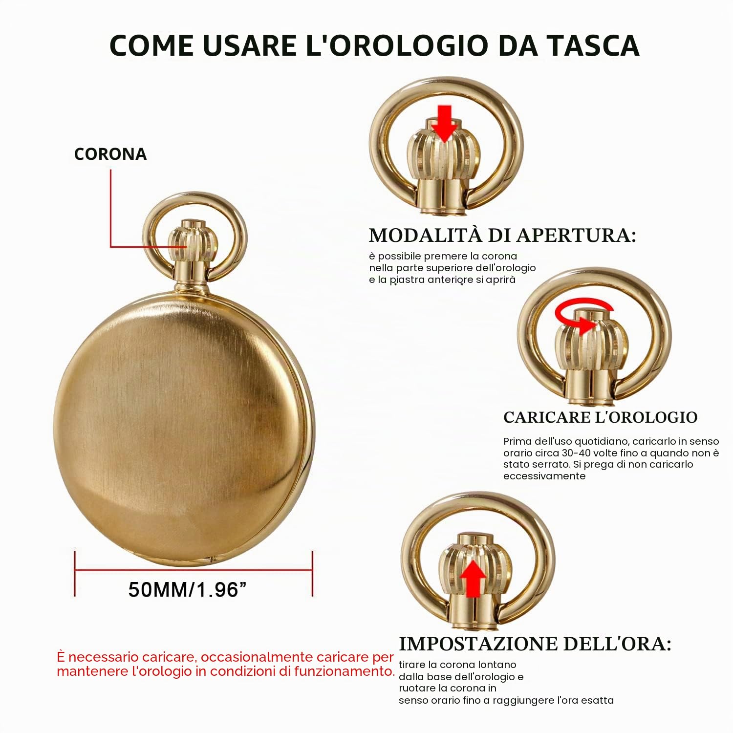 Tiong Orologio da tasca meccanico da uomo a doppia copertura, orologio da tasca meccanico a catena con quadrante a doppia copertura, orologio da tasca meccanico a scatola da uomo