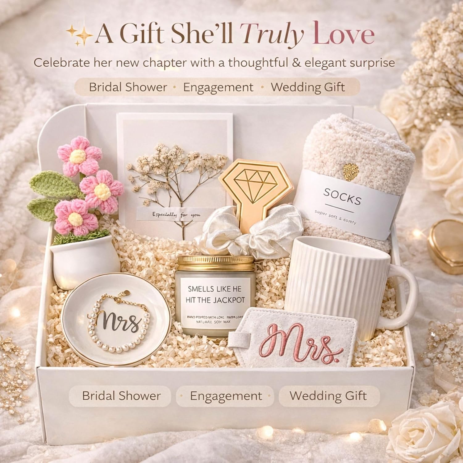 Bridal Shower Gifts for Bride To Be Gift Box Unique Bride Gift for Bachelorette Party Popular Bachelorette Gifts for Brides Just Married Engagement Wedding Presents Set for Women Her Wifey Future Mrs 2026
