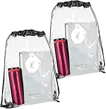 Tucnoeu 2pcs Clear Drawstring Backpack,Drawstring Gym Bag,Waterproof Drawstring Backpack for Adults Children Going on Sports Outings Schools and Gymnasium Use
