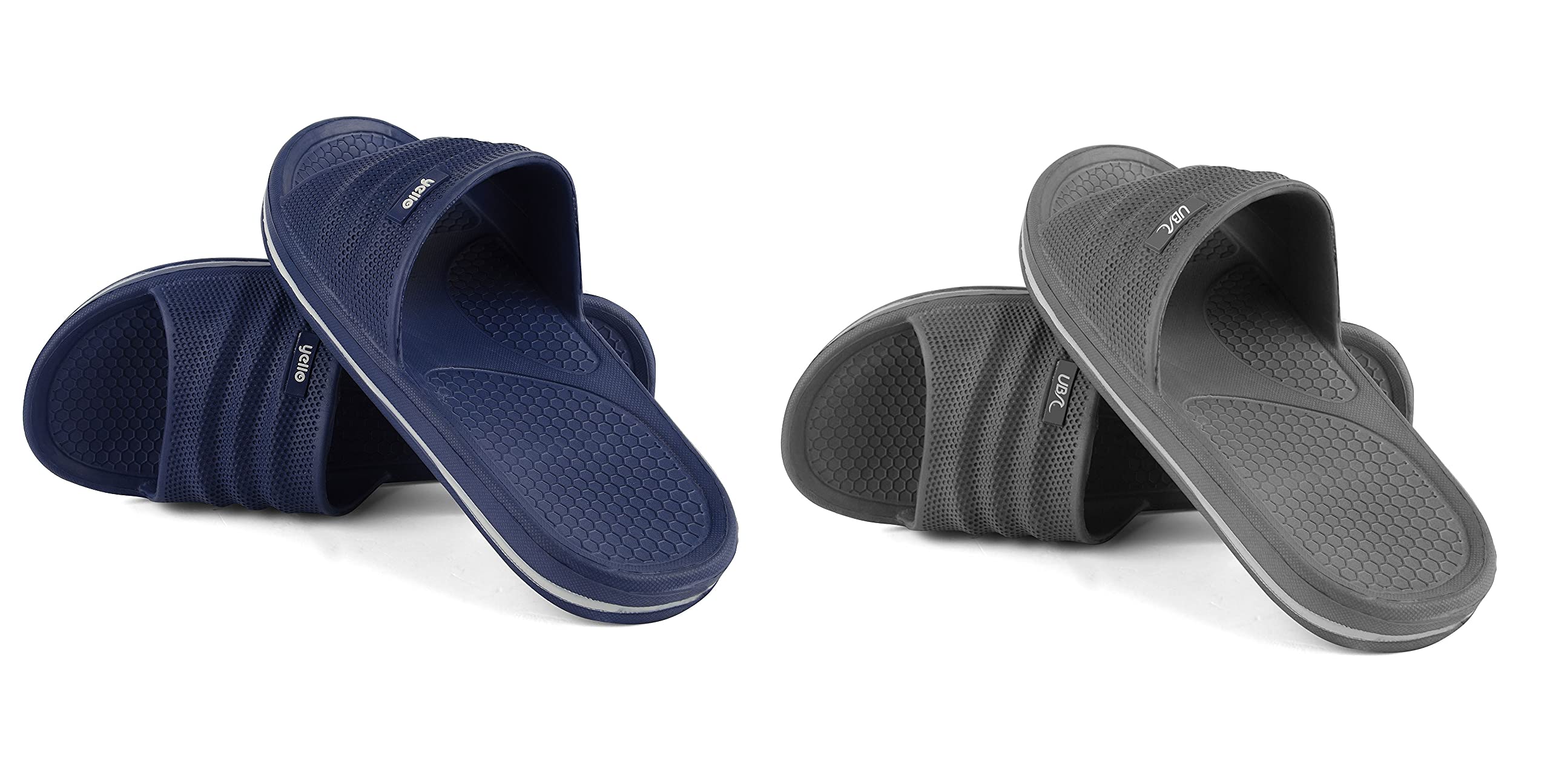 WBL Urban Beach Sliders in Grey or Navy Beach Pool Sliders, flip flops. Slip on Mules Shower Sandal Available in sizes 6-11 (Navy, 9 UK, numeric_9)