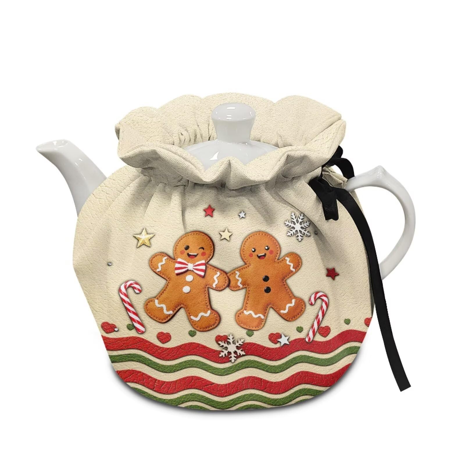 Gingerbread Man Teapots Dust Cover Insulated Tea Cozy for Teapot Kettle Cover Breakfast Insulation Lid Warmer Tea Cosy Kitchen Coffee Table Decorative Accessories Gift for Friends