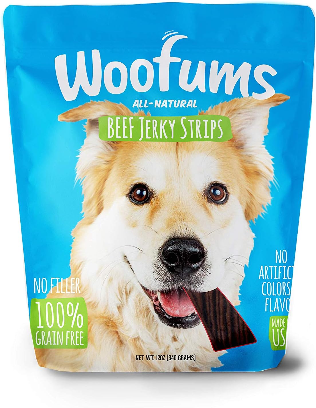 Woofums All Natural Beef Jerky Strips - 12 Ounce Bag