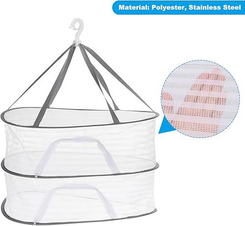 Miniatura 3 de PATIKIL Secadora de ropa de malla plegada, 2 niveles, estante de secado de ropa plegable para interiores, exteriores, suéteres, ropa, 23.6 x 15.7 x