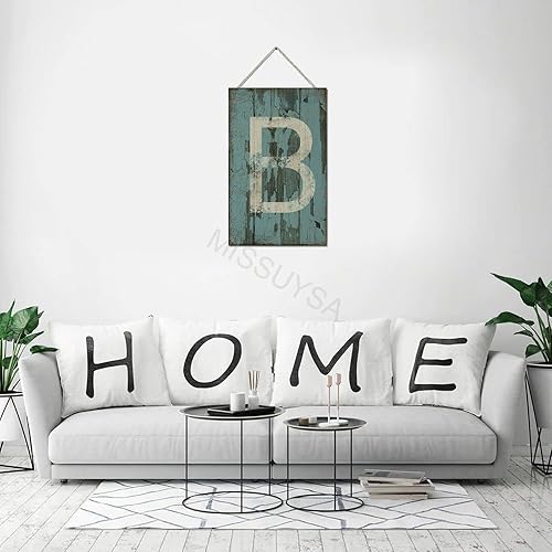 Vista 96 de Letrero colgante de madera con letra A, letrero de madera, decoración del hogar, 26 letras del alfabeto de metal, placa de madera, decoración