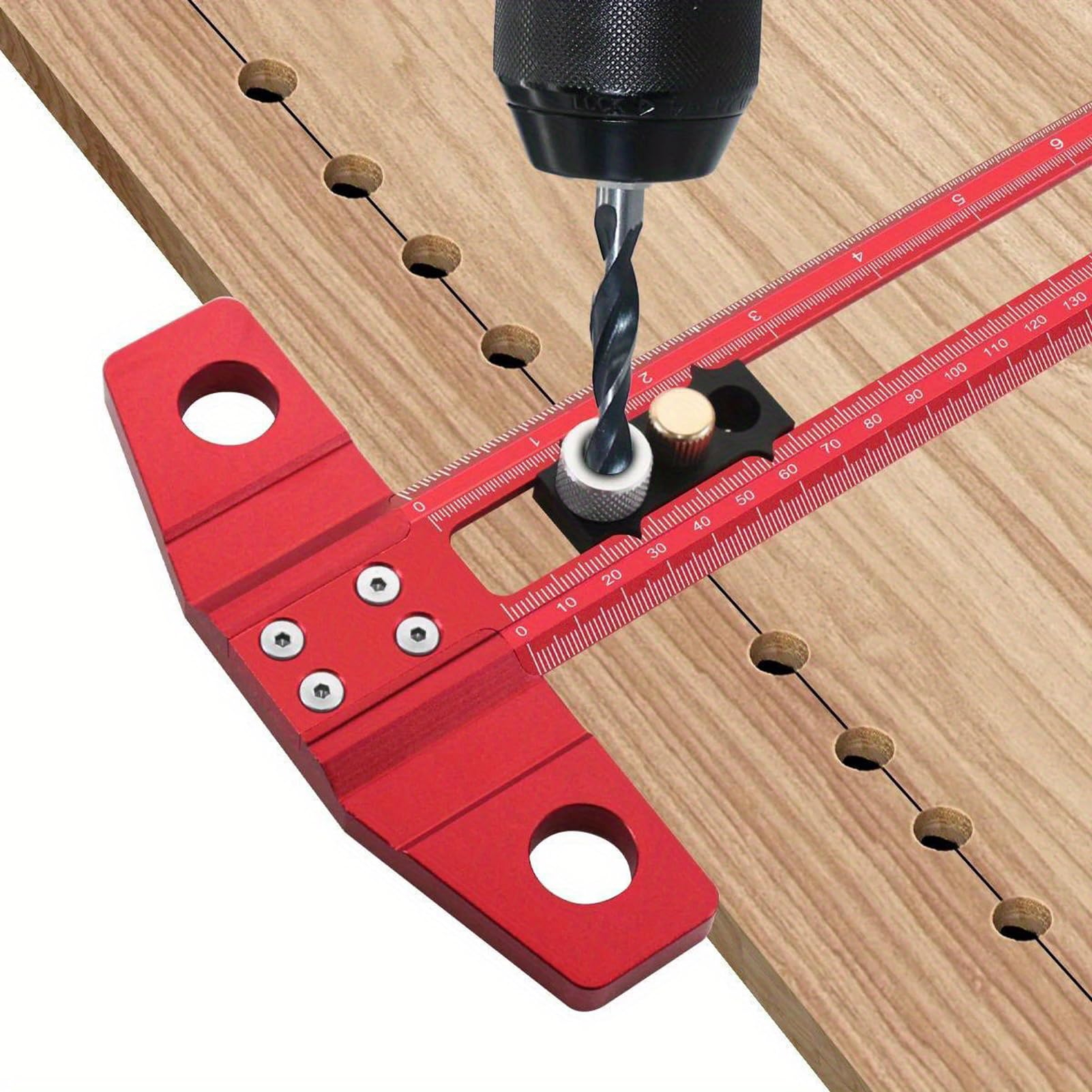 Righello di posizionamento per foratura multifunzionale 2 in 1 per la lavorazione del legno Strumento per marcatura a forma di T in lega di alluminio Scala metrica/imperiale con (500mm)