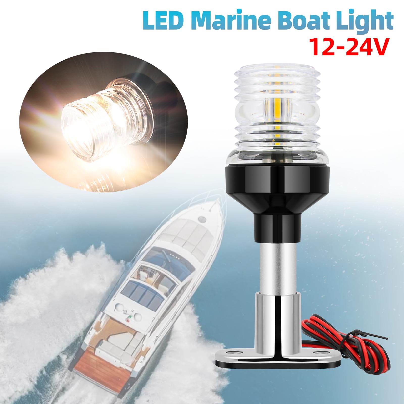 6inch 155mm 12V 24V Segelsignal Licht Boot Navigation Licht Falten 360 Grad LED für Yacht Marine Anker Boot Zubehör