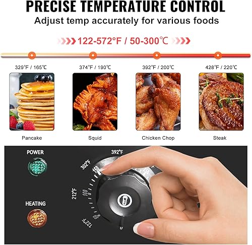 Vista 4 de VEVOR Plancha eléctrica comercial, 22 pulgadas, plancha plana de encimera de 1600 W, parrilla Teppanyaki de acero inoxidable con placa de cocción