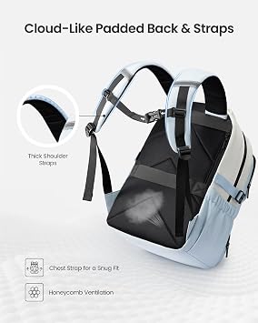 LOVEVOOK School Backpack for Teen Girl, Cute Bookbag 15.6 Inch, Blue-Cream