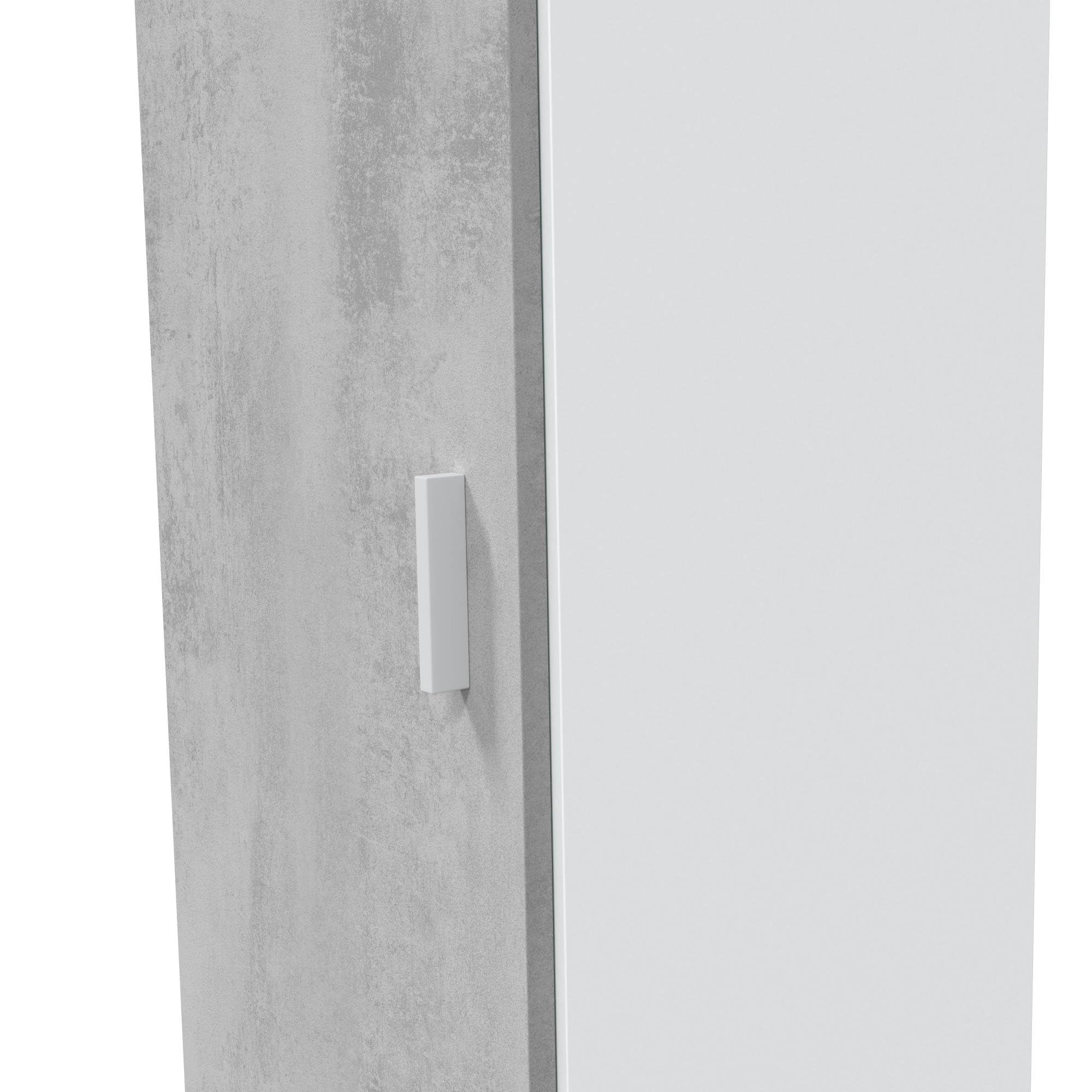 Dmora Armadio multiuso a 1 anta battente e 3 ripiani regolabili, Guardaroba moderno, Mobile alto a colonna, Cm 41x37h182, colore Cemento e Bianco