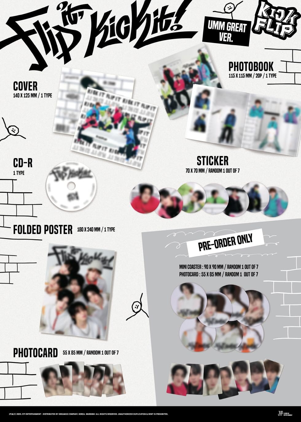 Generic KICKFLIP 1st Mini Album FLIP IT, KICK IT! Full Set (3 Photobooks + 1 Nemo + 1 Digipack) + DHL Shipping