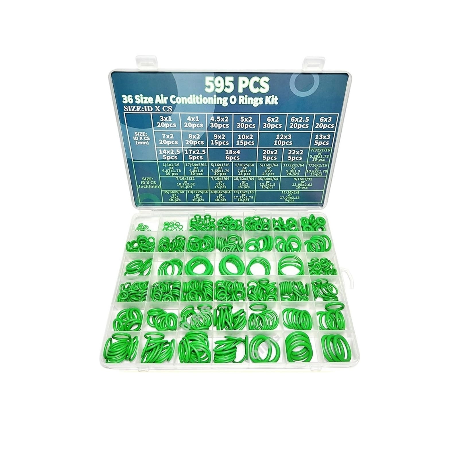 Juego de 595 piezas de 36 tamaños Kit de juntas tóricas de caucho nitrilo(Set A)
