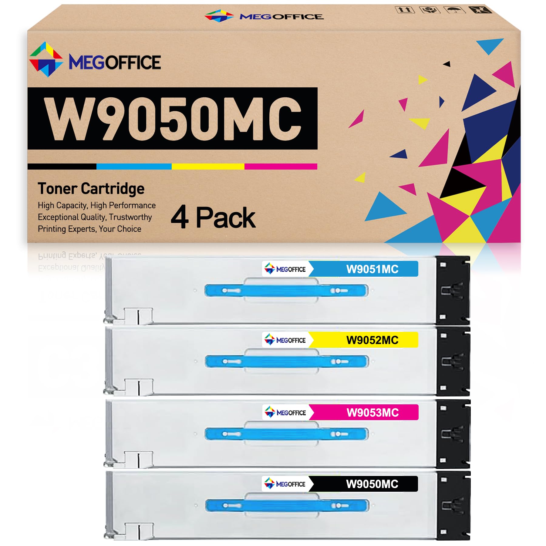 MEGOFFICE Compatible Toner Cartridge Replacement for W9050MC W9051MC W9052MC W9053MC W9050 for HP Color Managed MFP E87640 E87650 E87660 E87640dn