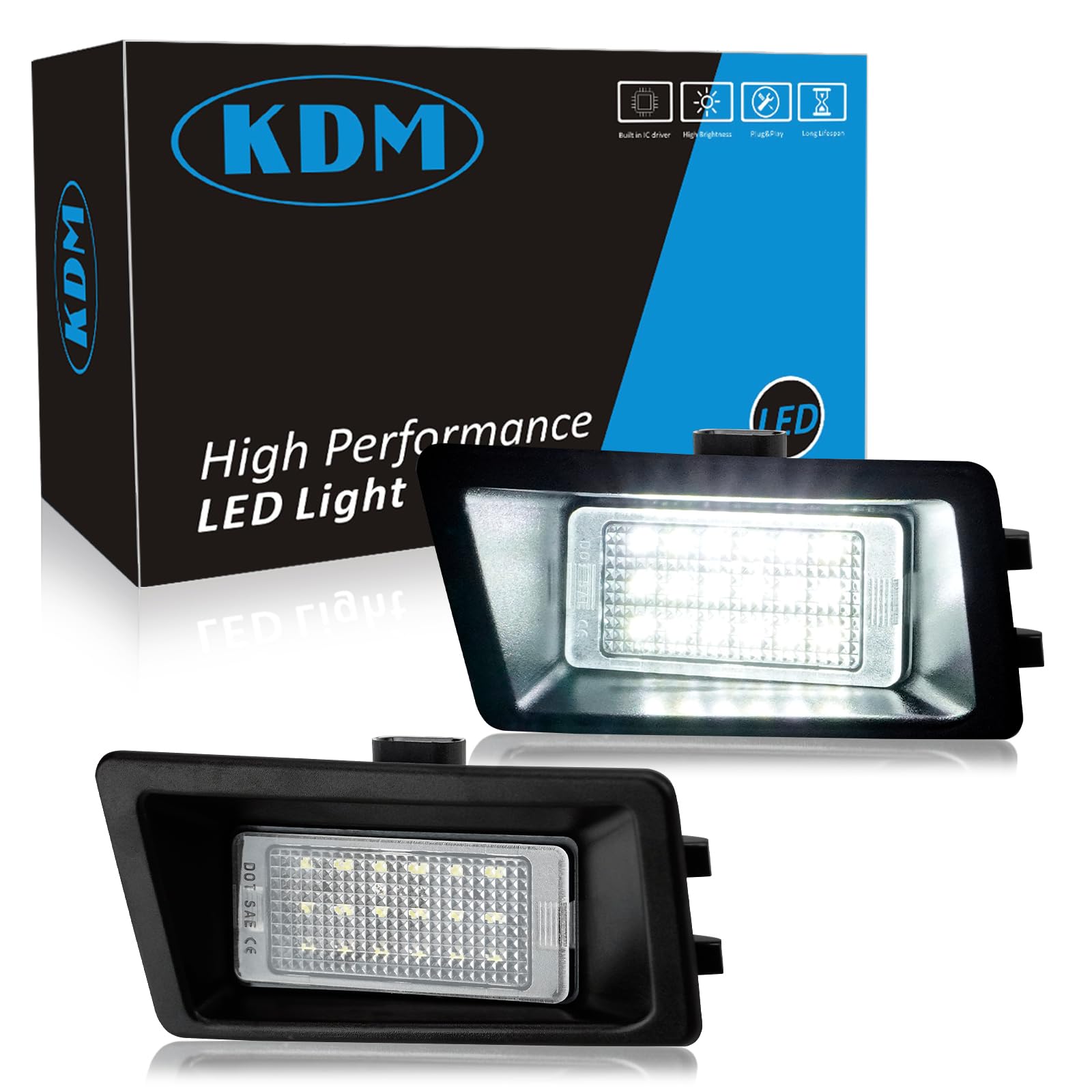 KDM LED License Plate Lights fit for Ford Bronco Sport 2021 2022 2023 2024,Replace OEM# M1PZ-13550-A Rear Tag Lamp 6000K White,2Pcs Pack