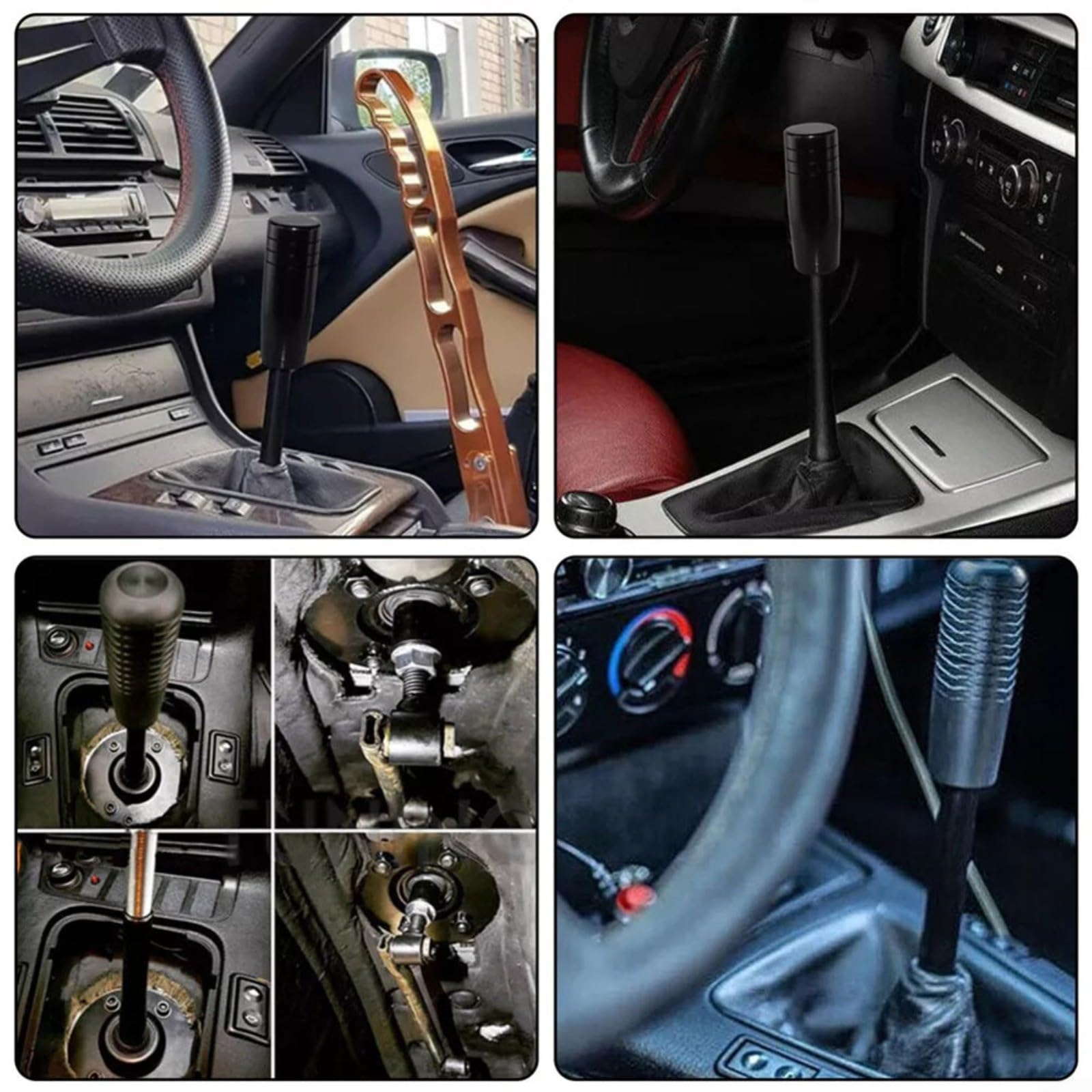 Palanca de cambios corta ajustable de aluminio con botón para diferentes modelos para BMW E30 E36, fácil instalación, todo negro, rojo y plateado (todo negro)