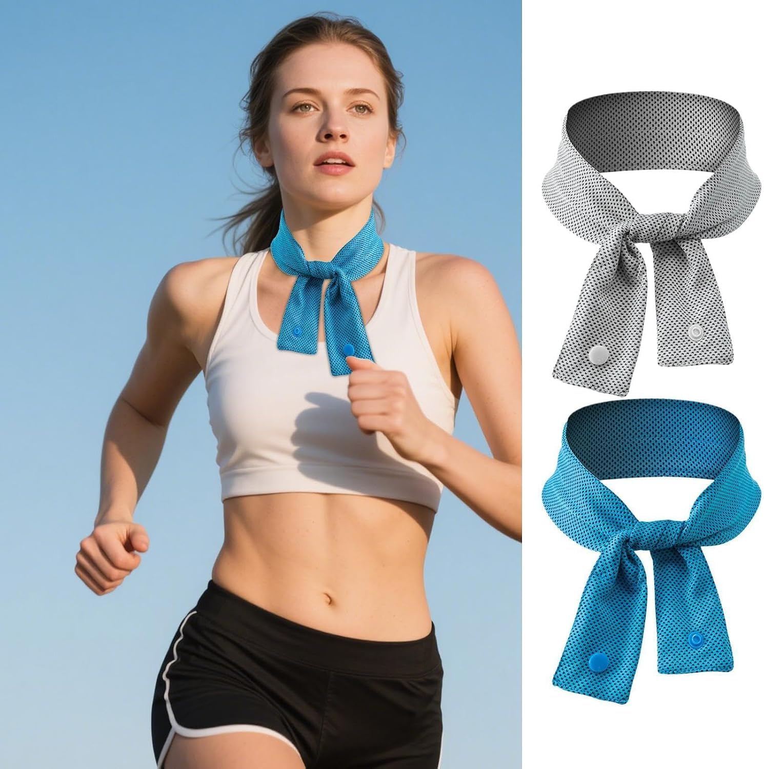 Asciugamano rinfrescante, Asciugamano rinfrescante in microfibra | Asciugamano rinfrescante in microfibra blu grigio for lo sport(2pc)