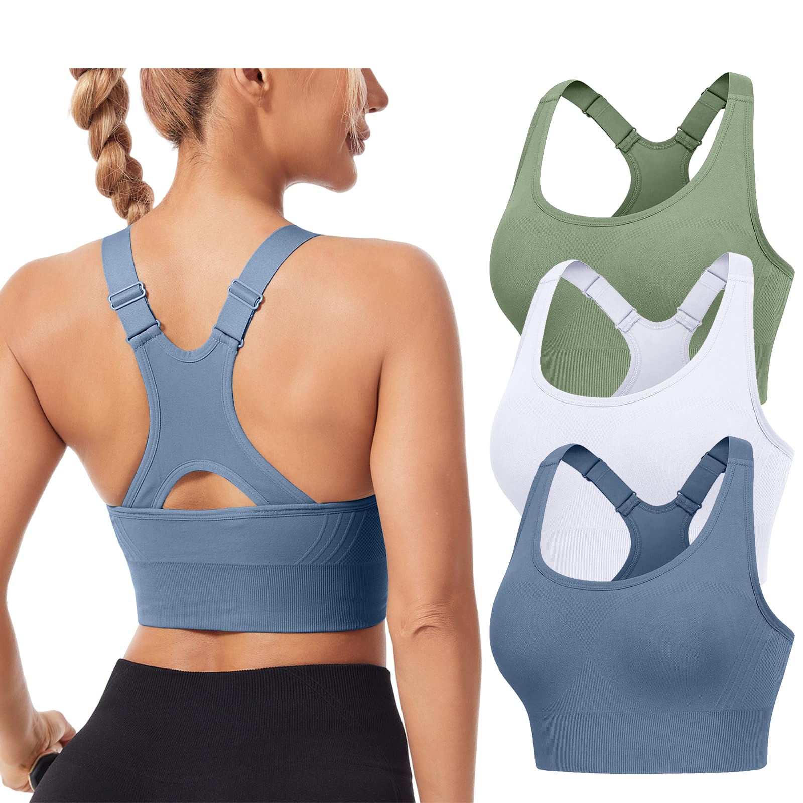 HANERDUN Soutiens-Gorge de Sport Femme Haut de Sport Brassiere Maintien Fort sans Armature Sportswear Vêtements Tenue pour Fitness Running