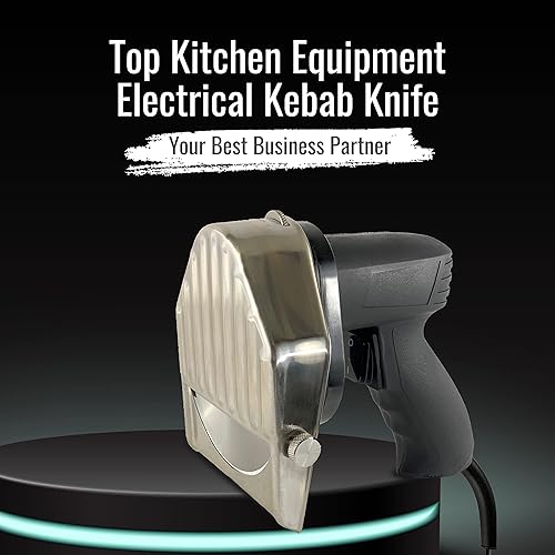 Miniatura 7 de Cortadora de carne eléctrica Kebab Cuchillo eléctrico Kebab Cortadora de carne eléctrica con 2 cuchillas para cortar Shawarma Doner Kebab - Negro