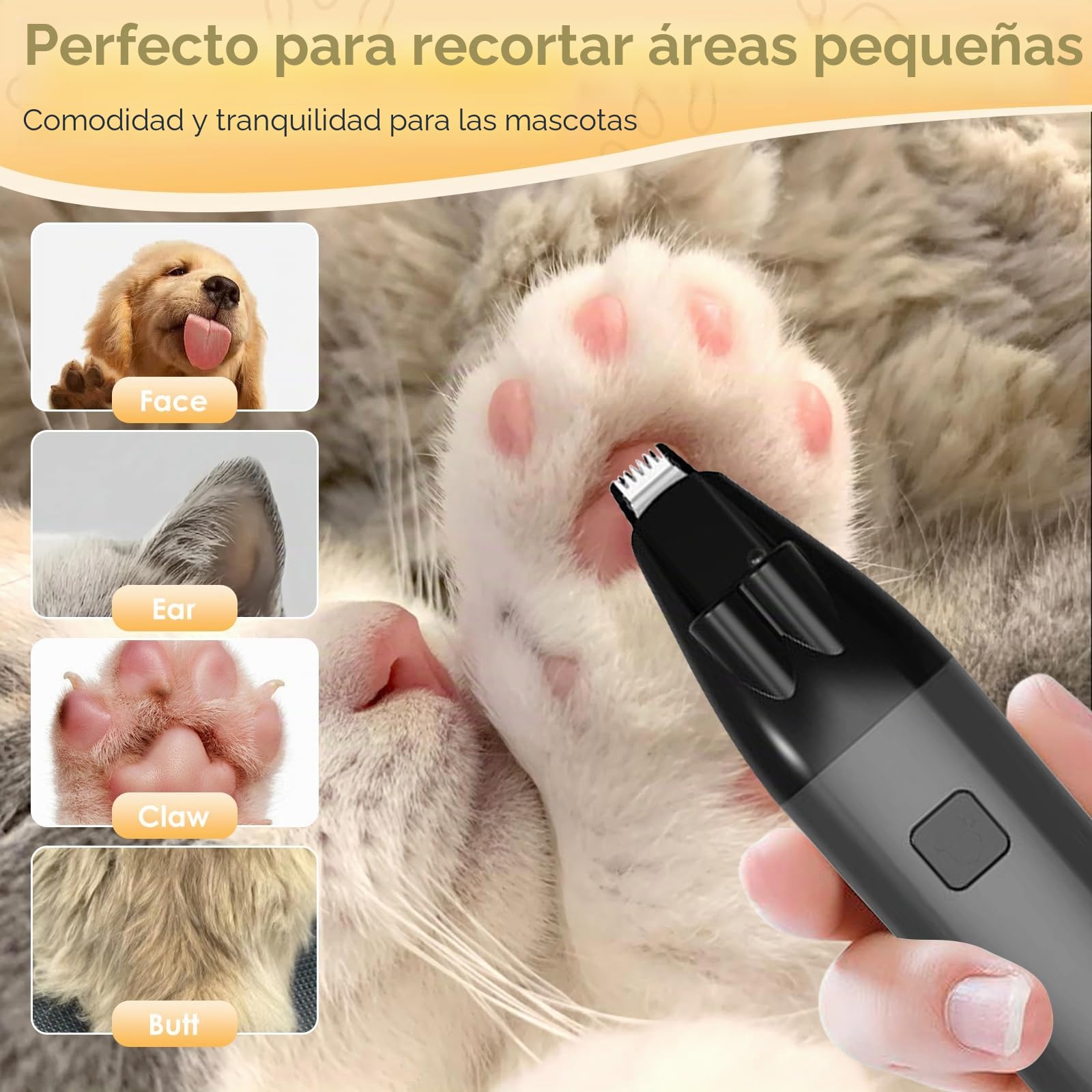 Anluomania Cortapelos para perros con Luz LED, Maquina Cortar Pelo Perros Recargable, Maquina de Cortar pelo para Gatos, Cortapelos para mascotas, Cortapelos Perros para Patas Orejas Ojos Cara