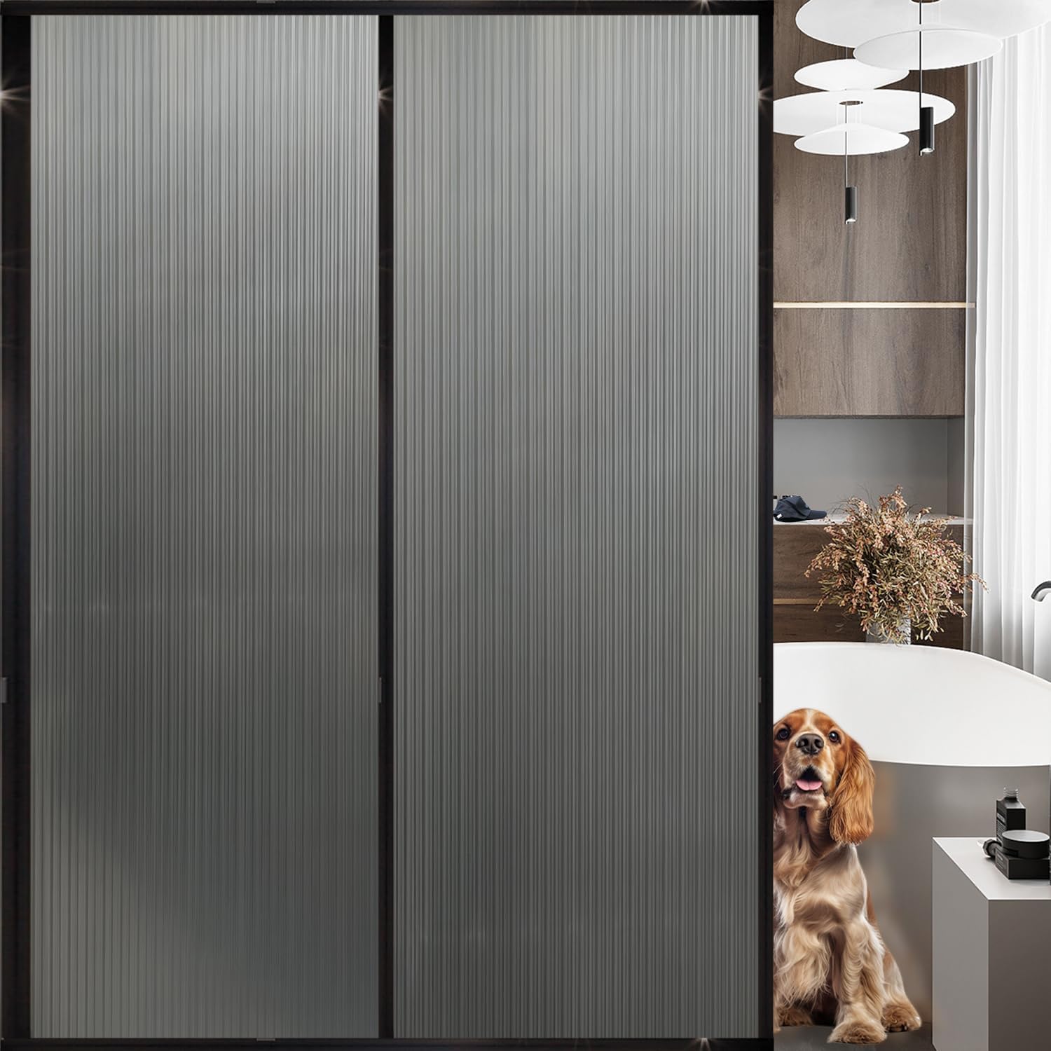 Frosted Glass Window Privacy Film Decorative, Bathroom Privacy Film for Glass Windows Cover, Static Cling, Removable, Reusable, Anti-UV, Anti-Glare, Heat Blocking,Changhong,23.6X78.7Inch Changhong Gray (Glue-free) 23.6X78.7Inch