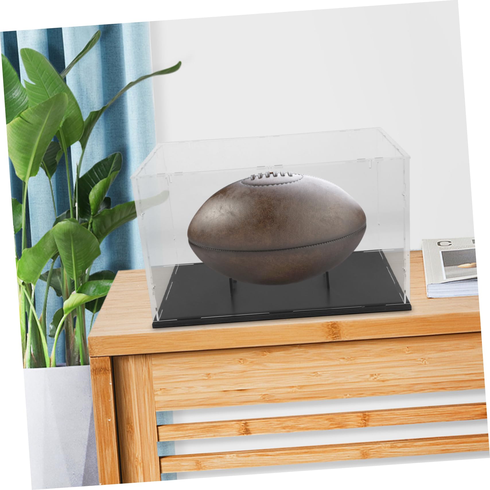 Vitrina para Balones de Rugby Desmontable Caja Acrílica Antipolvo Soporte Multiusos Diseño Resistente Exhibición de Rugby para Almacenamiento Deportivo