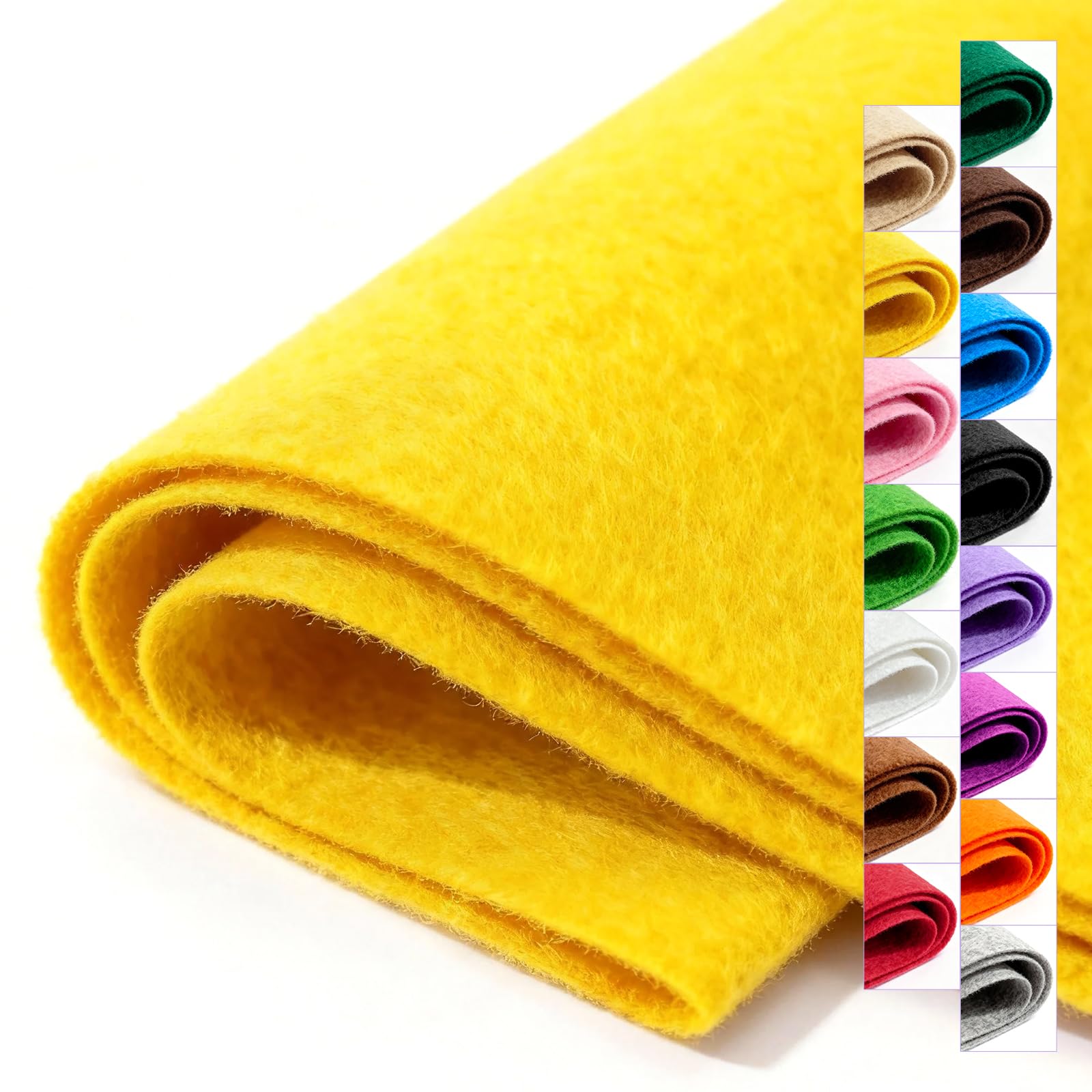 Yellow Stiff Felt Sheet 36'' X 36'', 1mm Large Felt Fabric Sheet for Crafts